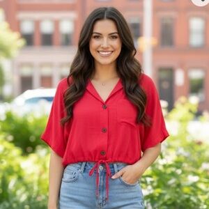 NWT And NOW This red red blouse size 0X‎ (12W)